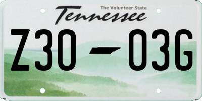 TN license plate Z3003G