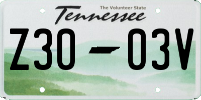 TN license plate Z3003V