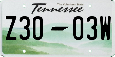 TN license plate Z3003W