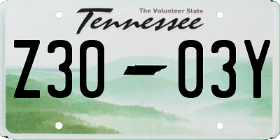TN license plate Z3003Y