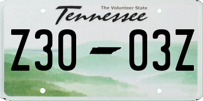 TN license plate Z3003Z