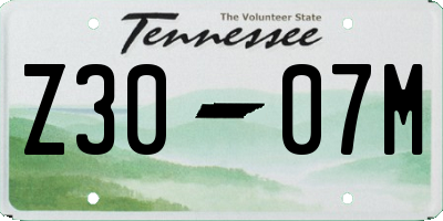 TN license plate Z3007M