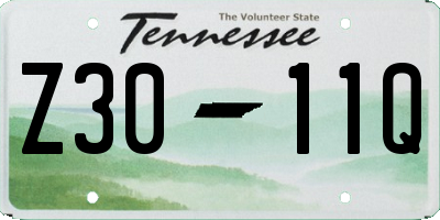 TN license plate Z3011Q