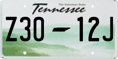 TN license plate Z3012J