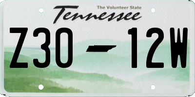 TN license plate Z3012W