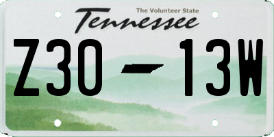 TN license plate Z3013W