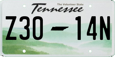 TN license plate Z3014N
