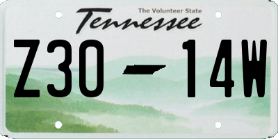 TN license plate Z3014W