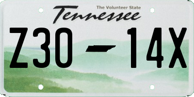 TN license plate Z3014X