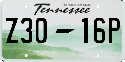 TN license plate Z3016P