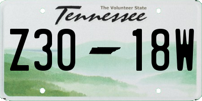 TN license plate Z3018W