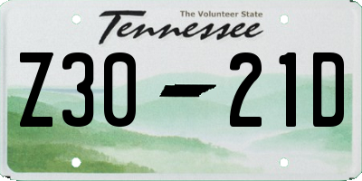 TN license plate Z3021D