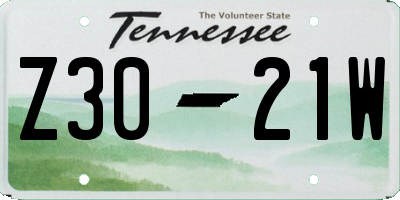 TN license plate Z3021W