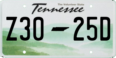 TN license plate Z3025D