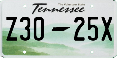 TN license plate Z3025X
