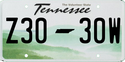 TN license plate Z3030W