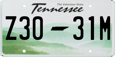 TN license plate Z3031M