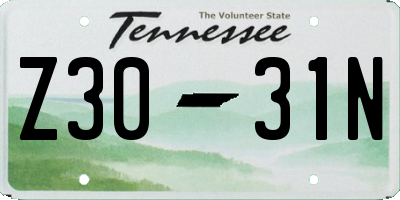 TN license plate Z3031N