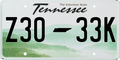 TN license plate Z3033K