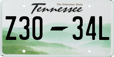 TN license plate Z3034L
