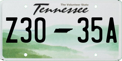 TN license plate Z3035A