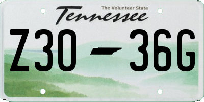 TN license plate Z3036G