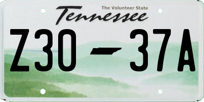 TN license plate Z3037A