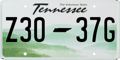 TN license plate Z3037G
