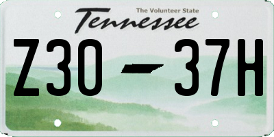 TN license plate Z3037H