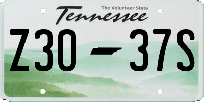TN license plate Z3037S