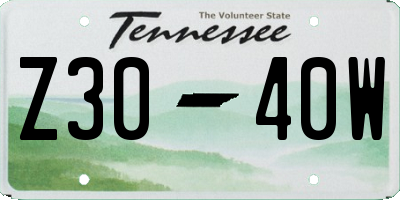 TN license plate Z3040W