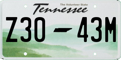 TN license plate Z3043M