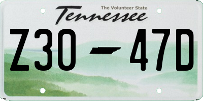 TN license plate Z3047D
