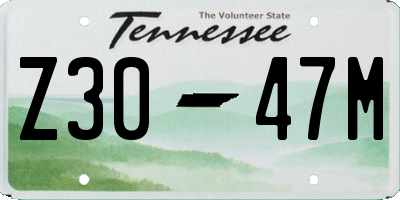 TN license plate Z3047M