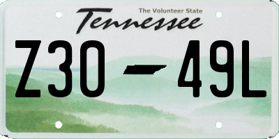 TN license plate Z3049L