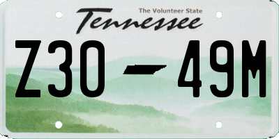 TN license plate Z3049M