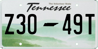 TN license plate Z3049T