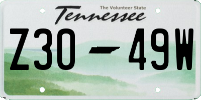 TN license plate Z3049W