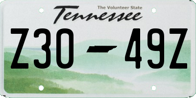 TN license plate Z3049Z