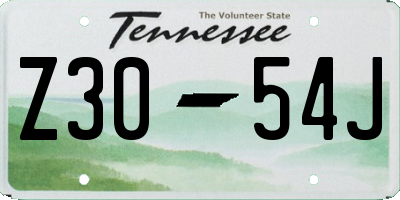 TN license plate Z3054J