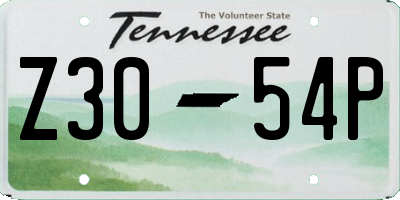 TN license plate Z3054P