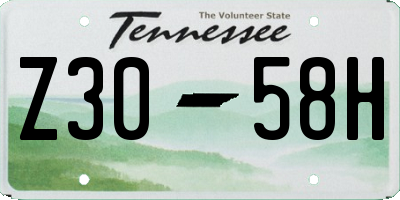 TN license plate Z3058H