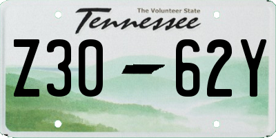 TN license plate Z3062Y