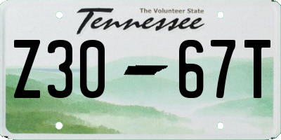 TN license plate Z3067T