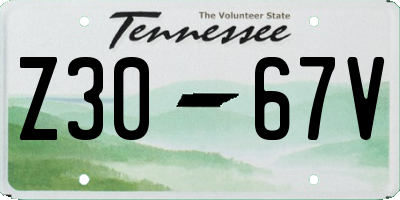 TN license plate Z3067V