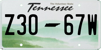 TN license plate Z3067W