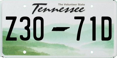 TN license plate Z3071D