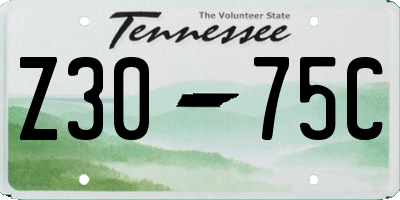TN license plate Z3075C