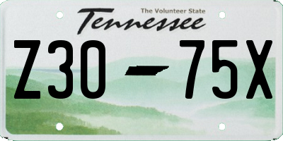 TN license plate Z3075X