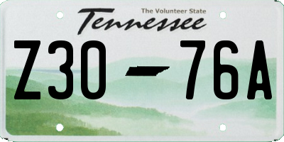TN license plate Z3076A